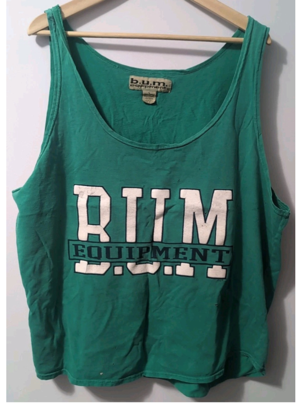 Vintage B.U.M. Equipment Shirt Mens Tank Top Spell Out Graphic 90s Beach Large